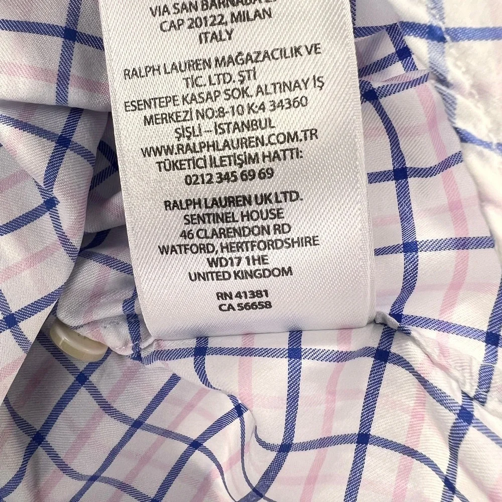 Polo Ralph Lauren Button Down Shirt Mens L Blue White Performance Classic Fit